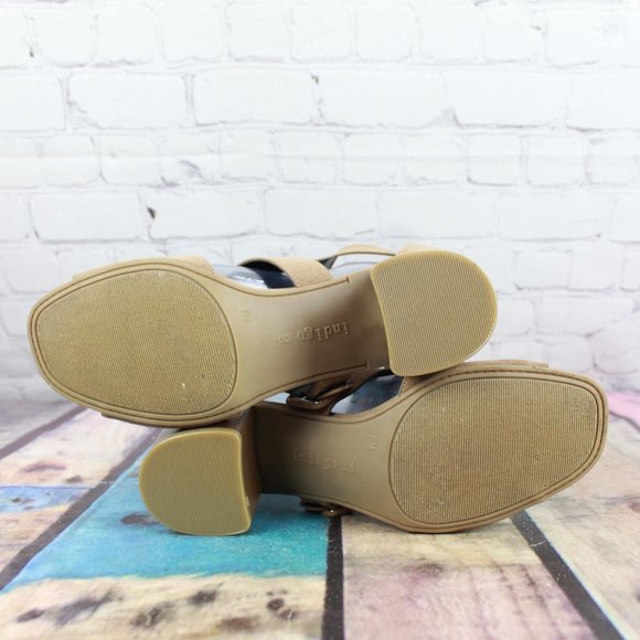 Indigo Rd. Mandi Brown Faux Suede Buckle Back Zipper Heel Sandals Size 8 - Picture 8 of 9